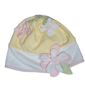 Bunnies By The Bay Baby Beanie With Flower Appliques Newborn Size 100% Cotton
